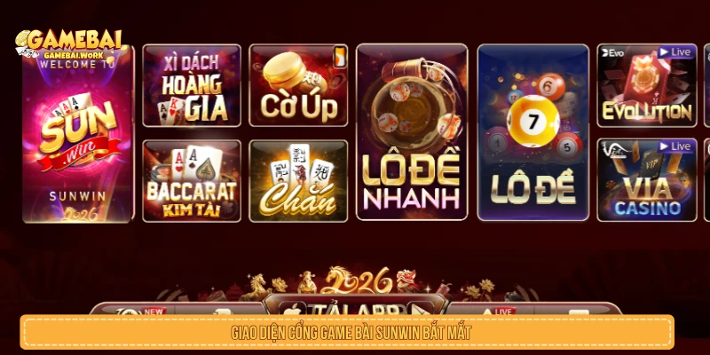 Giao diện cổng game bài Sunwin bắt mắt 